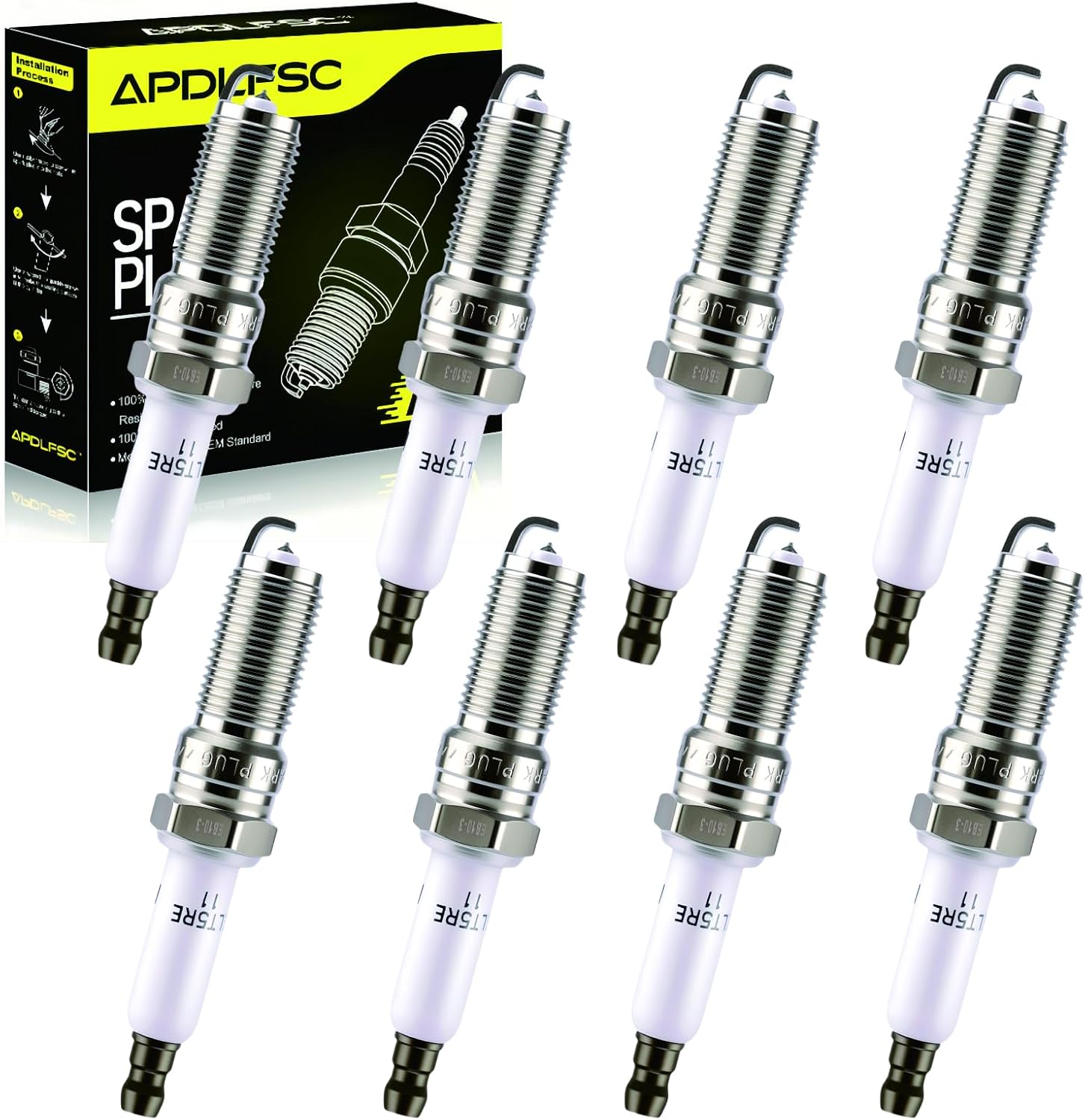 Iridium Spark Plugs 8 Pack Compatible with Chevrolet Silverado 1500 2500 3500 HD/Camaro/Tahoe/Suburban, Cadillac Escalade, GMC Sierra 1500 2500 3500 HD/Yukon etc. V8 models, Replaces 41-114 91418