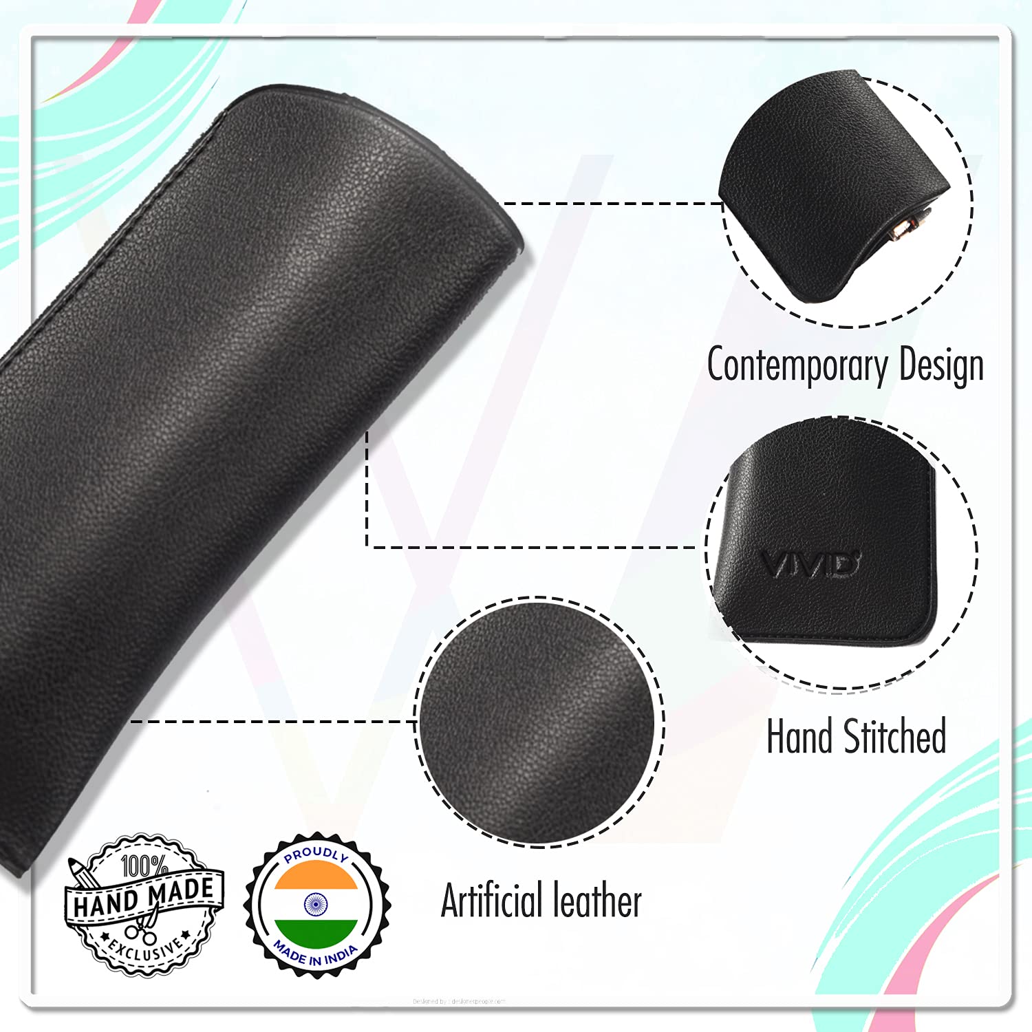 VIVID Vision Unisex Adult Lightweight Eyewear Specs Case Cover | Protect Eye Glasses | Chashma Dibbi | Spectacle Box | Open Flap | Artificial Leather | D-14 | Black-Brown - Image 8 thumbnail