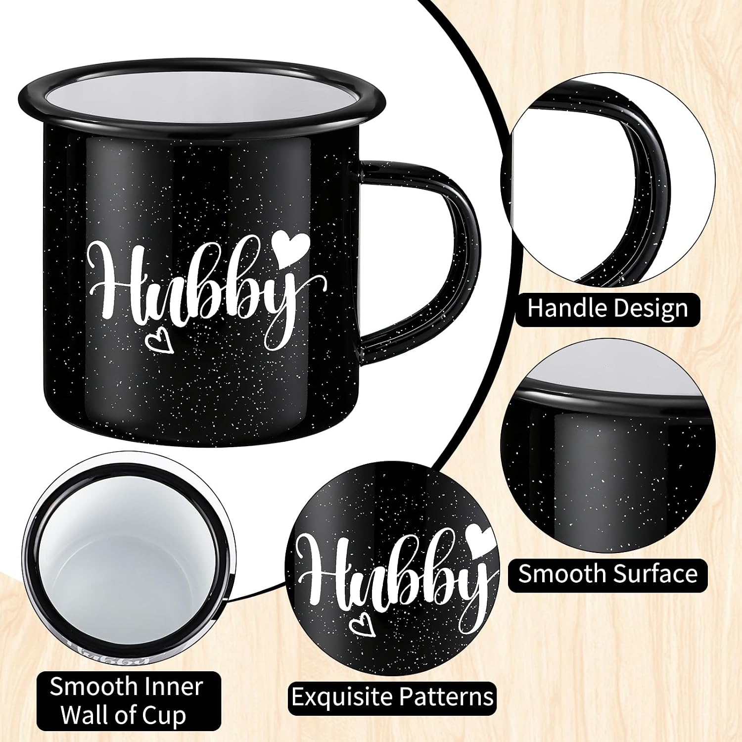 NatNarr Wifey Hubby Coffee Mug Set For 2, 16 oz Mr and Mrs Gifts