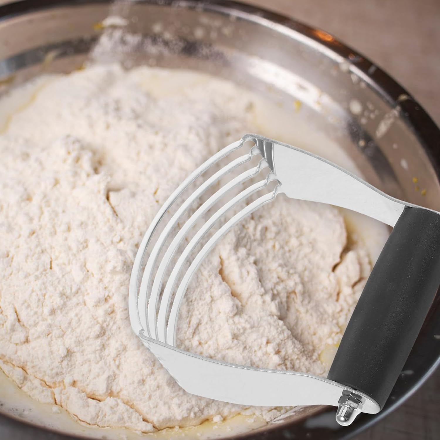 Stainless Steel Pastry Blender with Built in Scraper, Dough Cutter