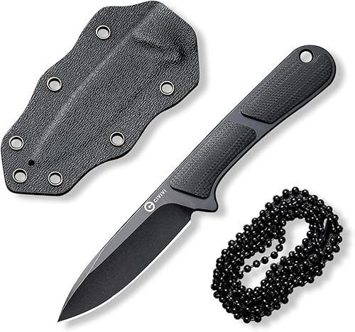 CIVIVI Mini Elementum Cuchillo de hoja fija con una funda Kydex y una cadena para transporte de cuello EDC, pequeño cuchillo esqueletizado de espiga