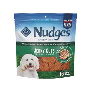 Blue Buffalo Nudges Jerky Bites Dog Treats Made in the USA with Natural Ingredients Bite-Sized Pieces Chicken 16-oz