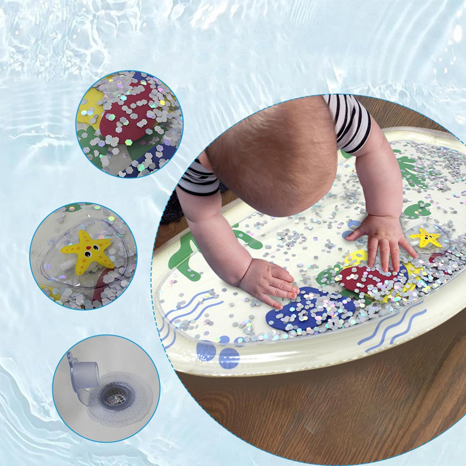Alfombra De Agua Tummy Time - Juego Acuático Sensorial Para | Fantástica Alfombrilla De Aprendizaje Y Juego, Desarrollo Sensorial Para El Hogar, Cuna, Ducha, Bañera, Playera — view 8