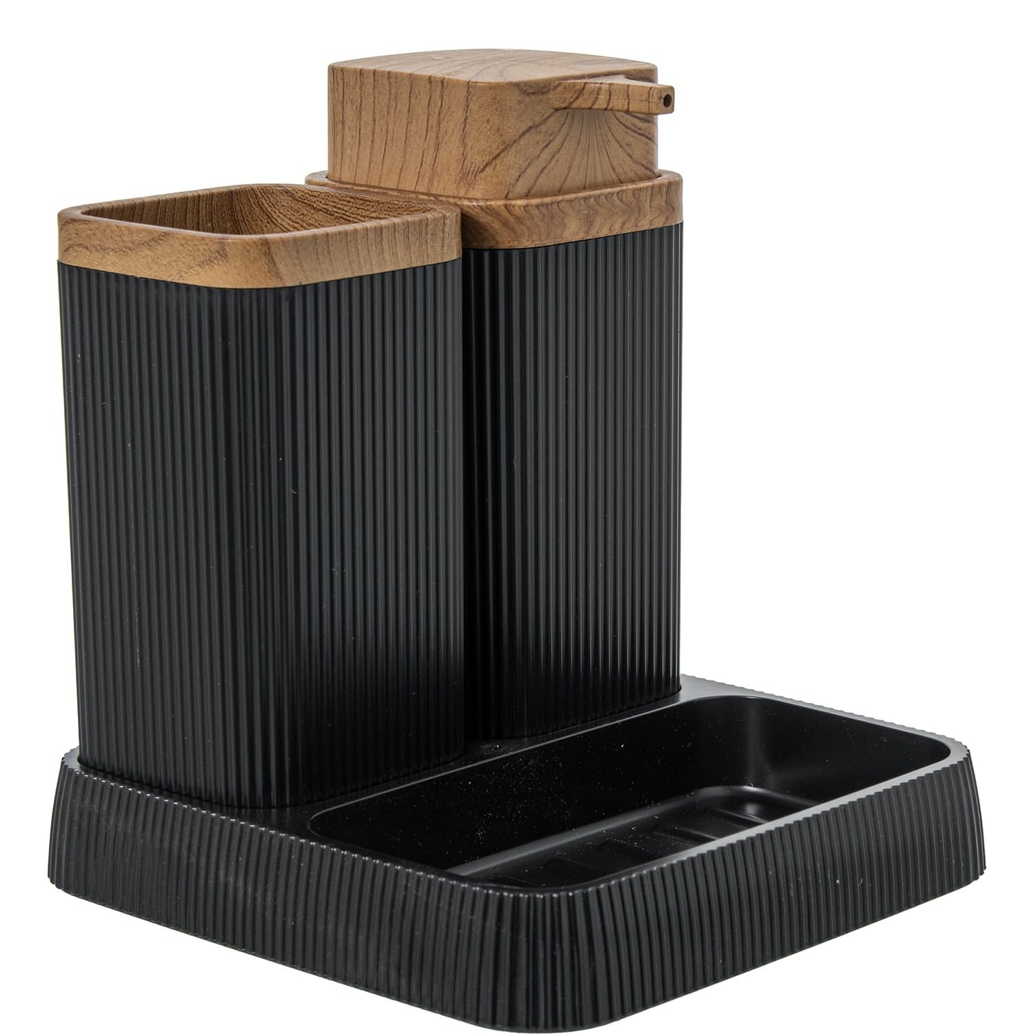 Set de salle de bain acrylique noir et naturel pour créer un cocon de douceur