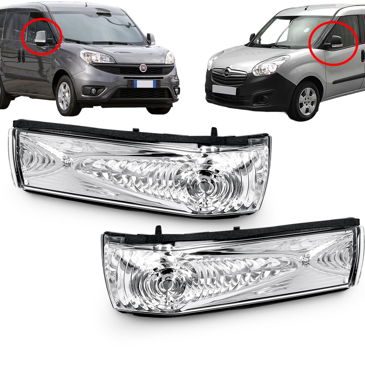 2 indicatori di direzione per specchietto retrovisore, compatibili con Fiat Doblo 2010-2022 Opl Combo 2011-2018 destra + sinistra 71765377 71765449