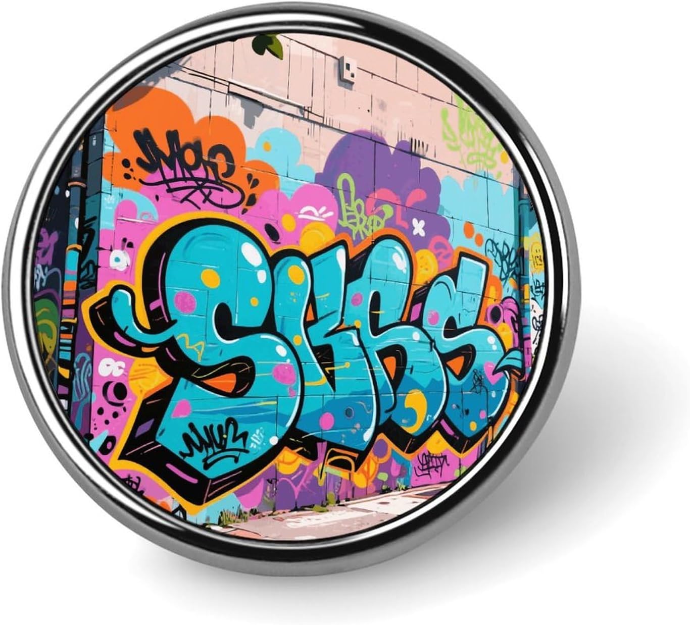 Aluminum Alloy Lapel Pin Round Backpack Pins, Street Graffiti
