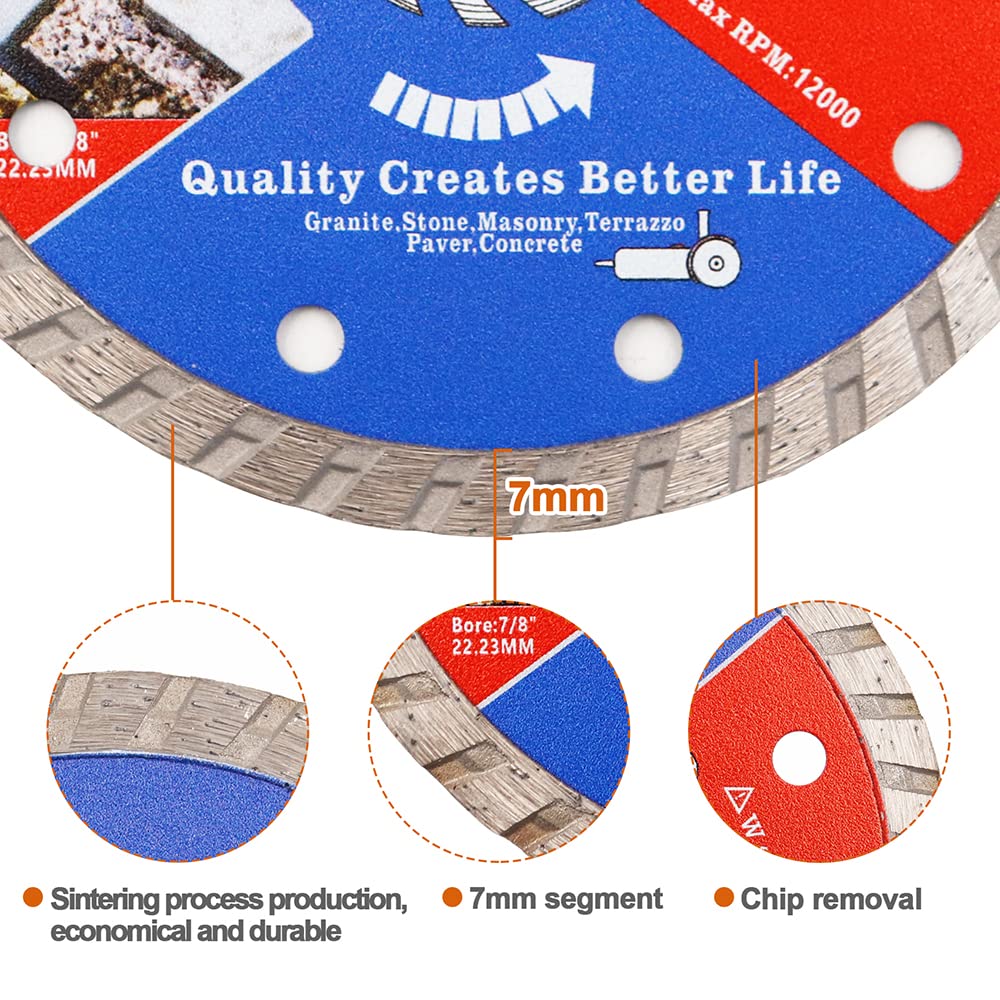 Set di lame diamantate, 20 pezzi 125 mm Arbor 22,23 mm - 16 mm per granito, pietra, muratura, terrazzo, cemento, disco diamantato per sega circolare a secco/bagnato