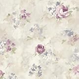 Morning Dew Wallpaper in Plum, Lilac & Cream