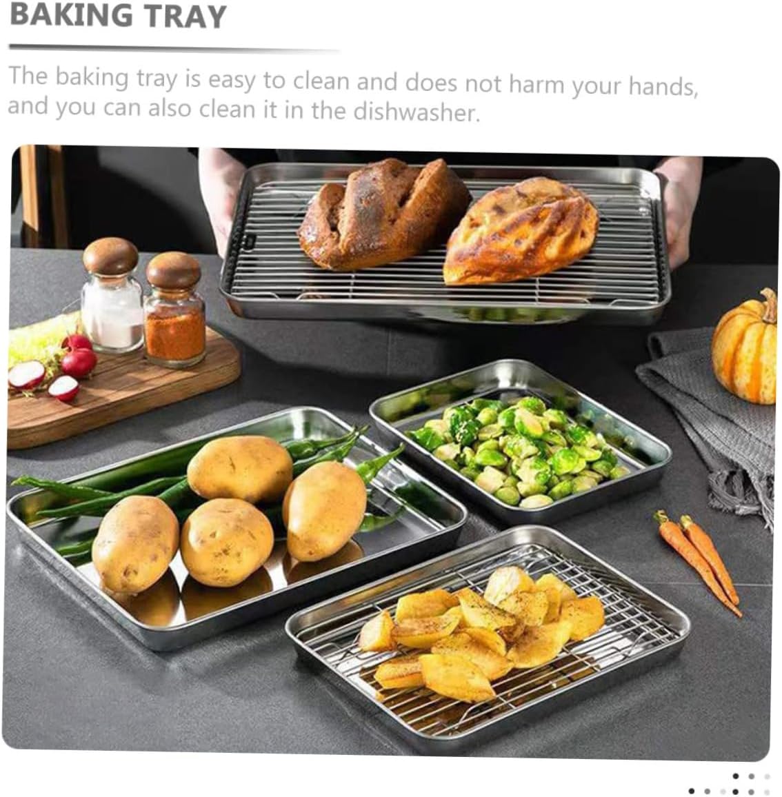 VICASKY 1Set Multi Function Baking Tray with Cooling Rack for Household and Camping Use Resistant Easy to Clean for Cakes and Cookies