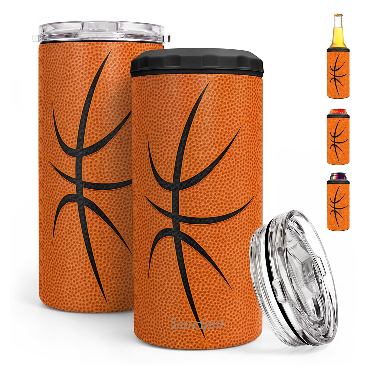 Basketball Can Cooler 12oz - Travel Mug Cups - Stainless Steel Insulated for Men Women Players - Tumbler Cans Koozie, Sport Gift for Fan Coach Lovers