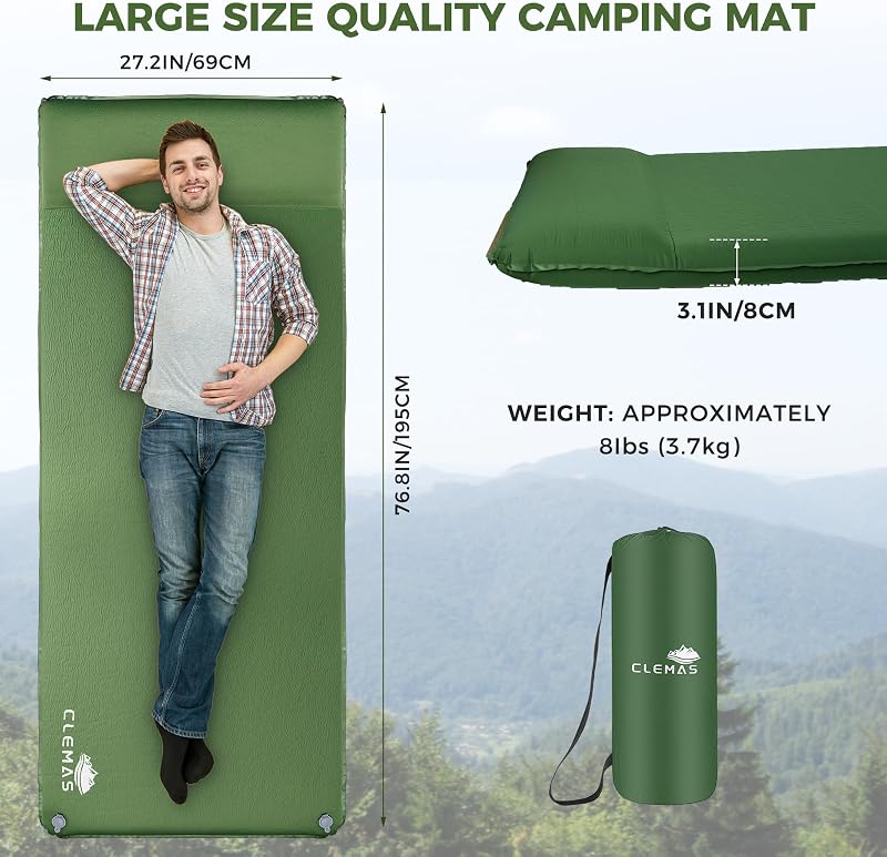 Clemas Önfelfújó Camping Matrac 8cm Memóriahabbal és Párnával