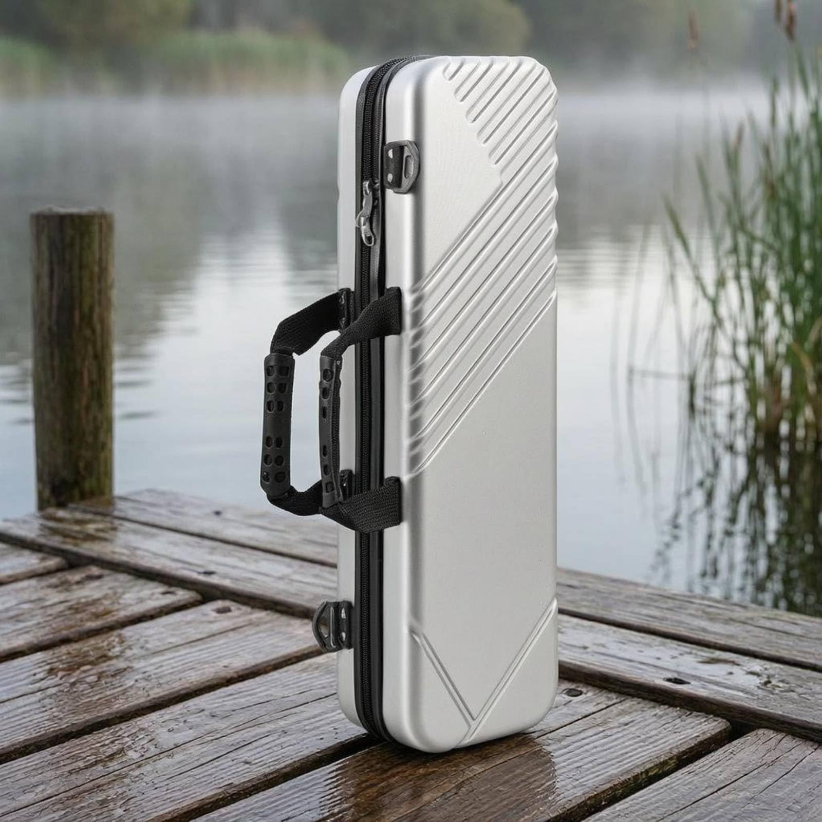 Custodia Porta Canna da Pesca Box Rigido Borsa Porta Canne Contenitore per Attrezzatura Organizer E Mulinelli Durevole Maniglia Superiore E Tracolla, Array, Nero, 80cm