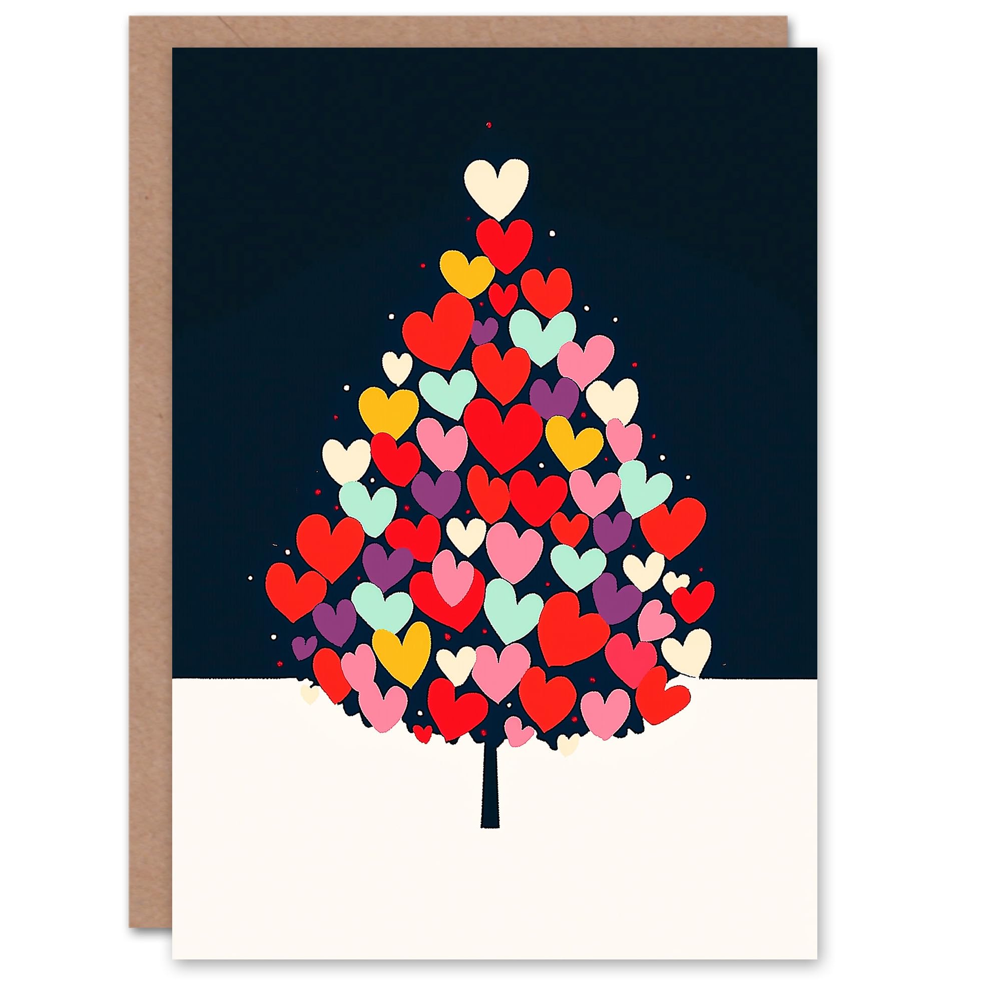 Wee Blue Coo Greeting Card Heart Decorated Tree Festive Love Bold Modern For Her Woman Xmas Christmas Card