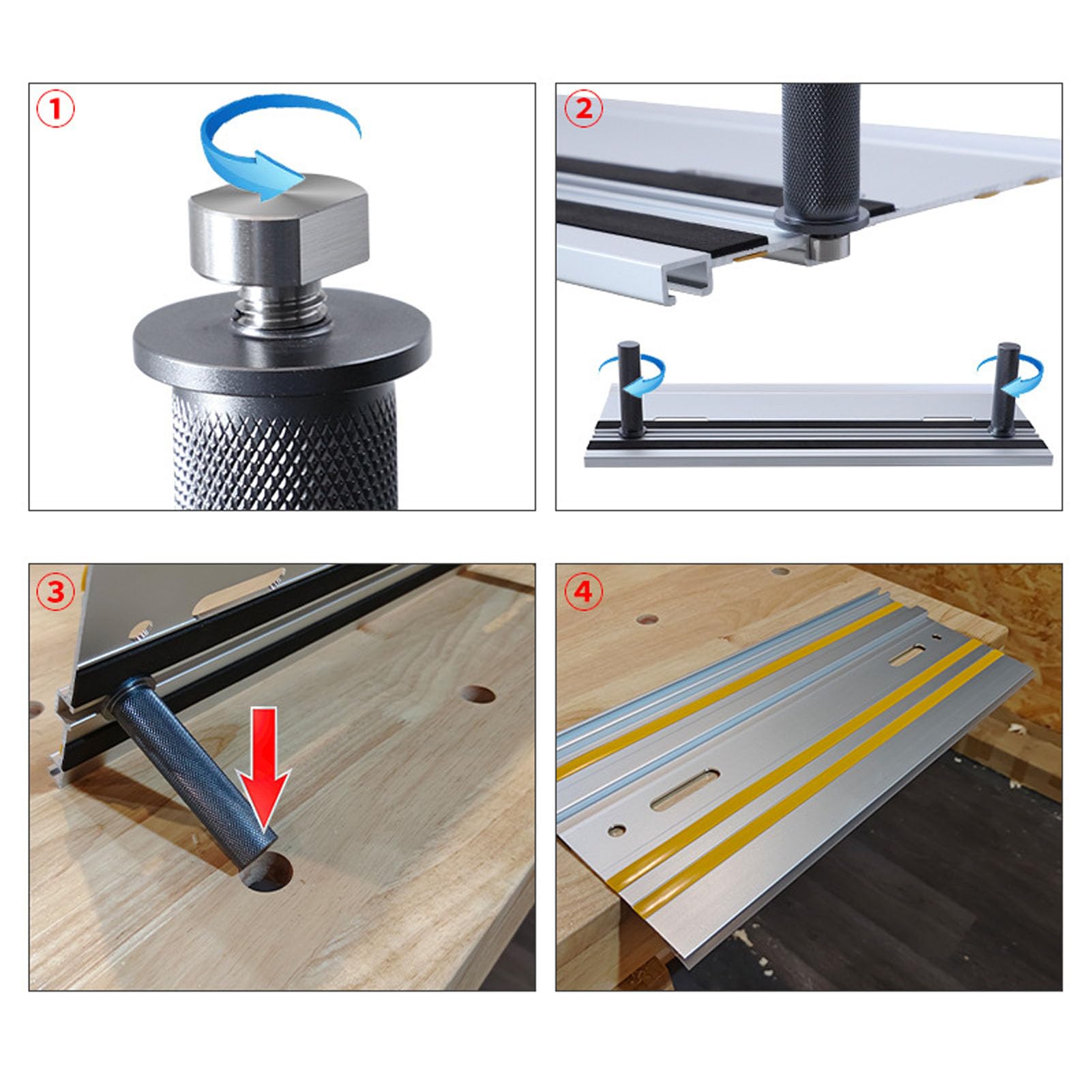 Werkbank-Anschlag 19 Mm Für Mft-Tische, Werkbänke, Aus Aluminiumlegierung, Rutschfeste Pads, Passend Für 3/4-Zoll-Anschlaglöcher, 2Er-Pack