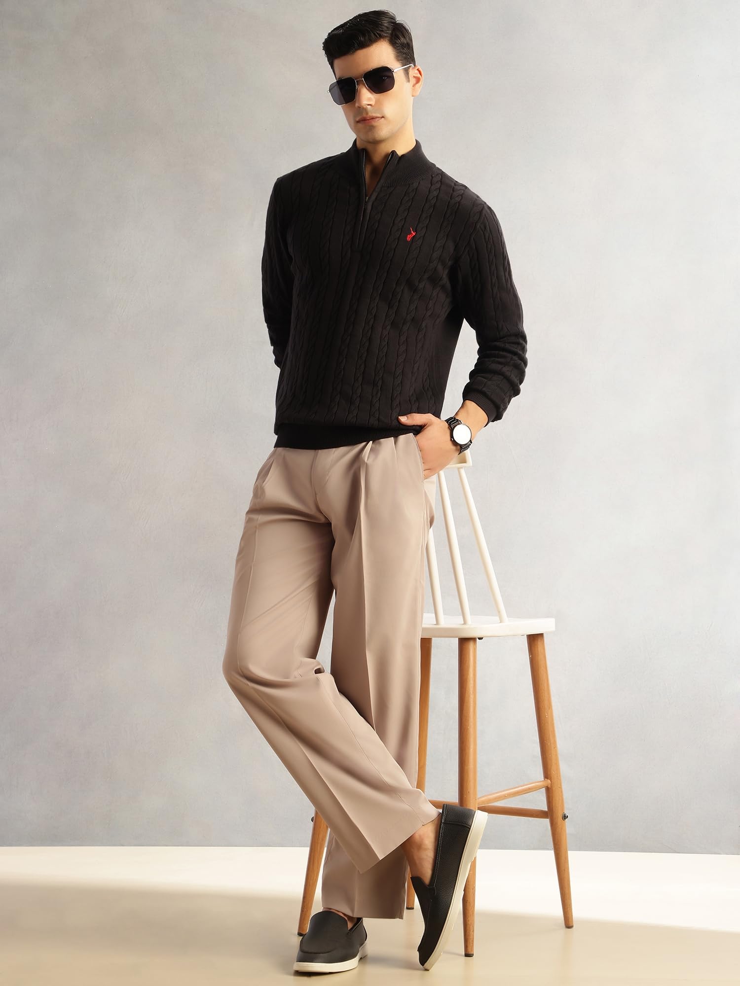 Thomas Scott Uomo | Vestibilità regolare | Manica lunga | Collo alto | 100% cotone | Lavaggio a secco | Maglia a trecce | Maglione