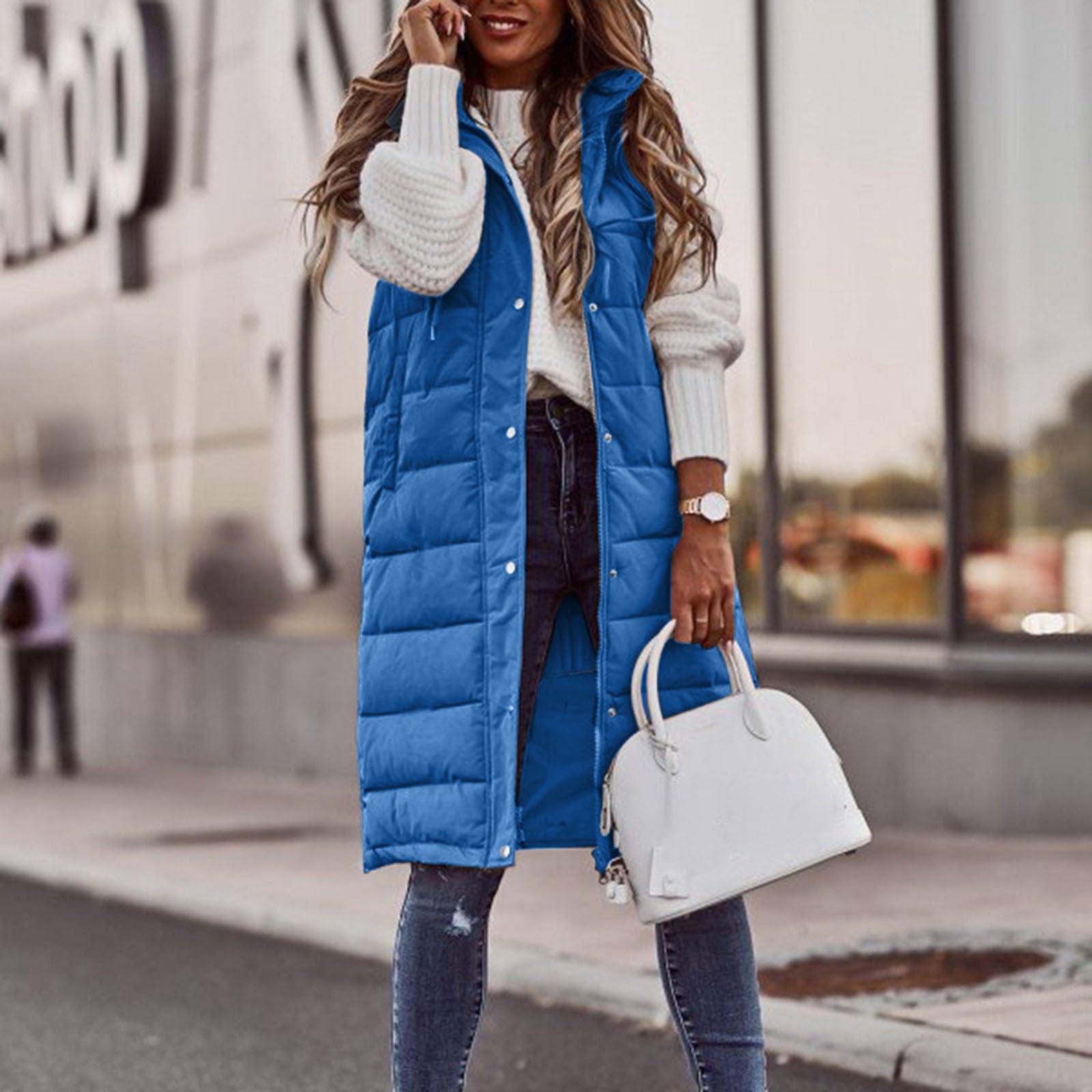 Chaleco Acolchado Para Mujer, Guateado Ultraligero Mujer Chalecos Acolchados Largos Sin Mangas Chaqueta Parka Con Cremallera Y Bolsillo Chaleco De Plumas Tallas Grandes Parka Abrigos Puffer Outwear