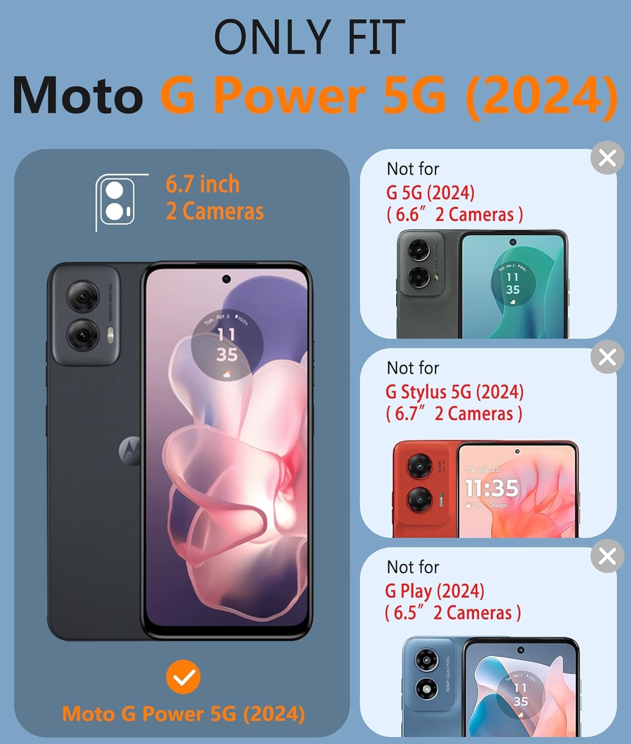 FNTCASE for Motorola Moto G-Power-5G-2024 Case: Dual Layer Protective Heavy Duty Cell Phone Cover Shockproof Rugged with Non Slip Textured Back - Military Protection Bumper Tough - 2024, 6.7 inch