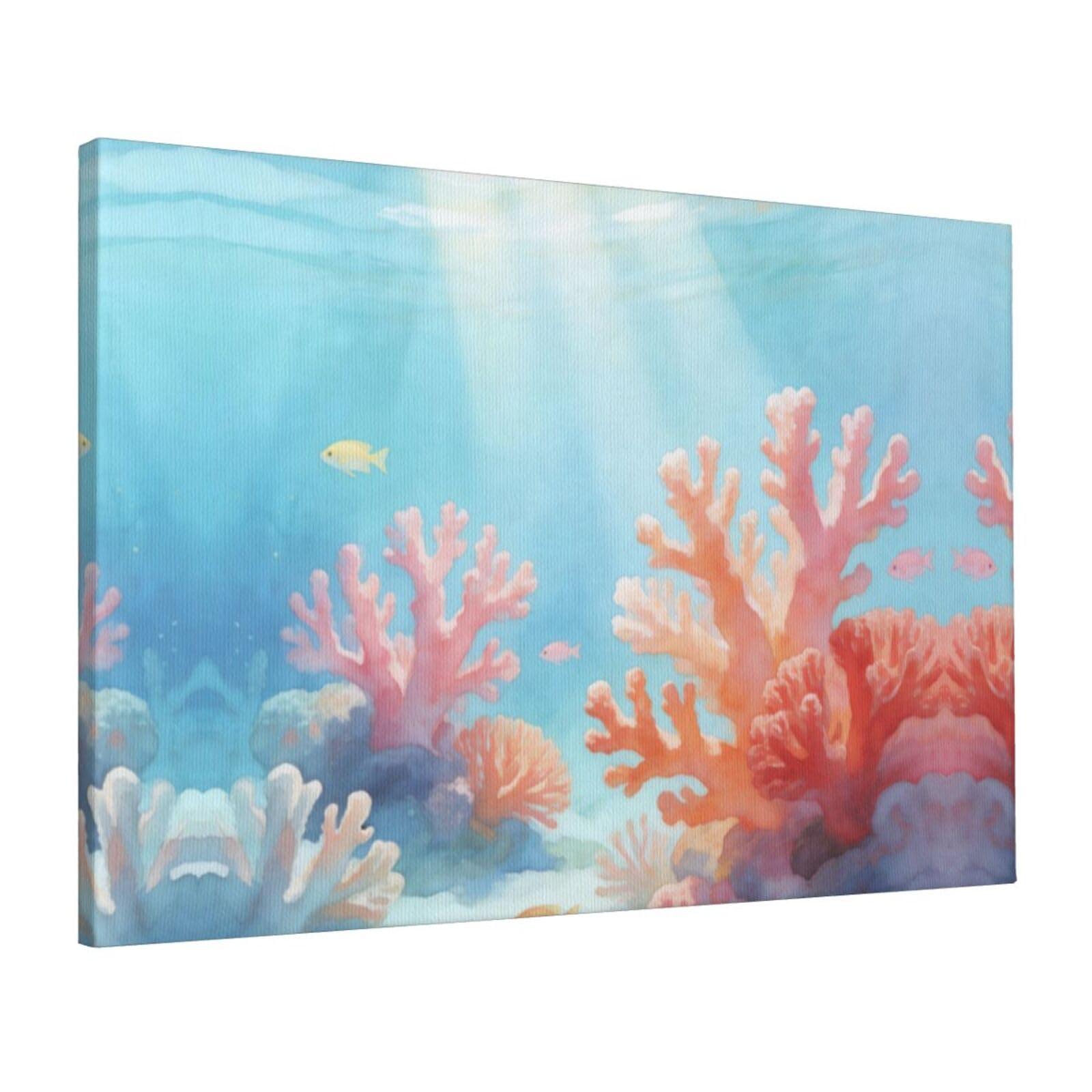 CNTDBU Coral Wash Art Canvas Wall Art 16x24 Inch-Large Modern Painting Print for Living Room, Framed Ready to Hang Artwork for Bedroom