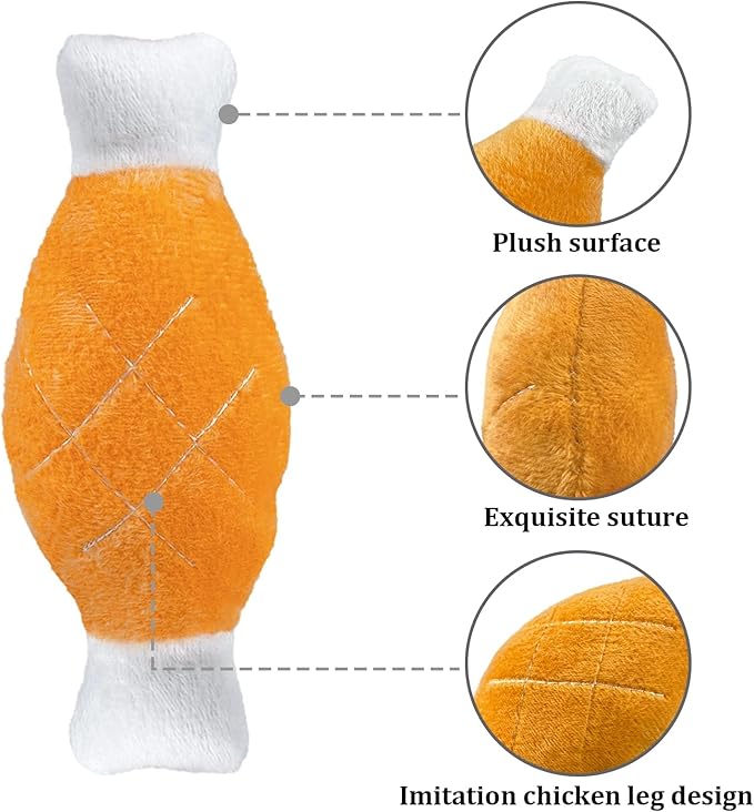 Andiker 2pcs Juguete Chirriante para Perro, Hueso de Pollo Juguete de Peluche para Perros y Gatos (18cm) miniatura 3