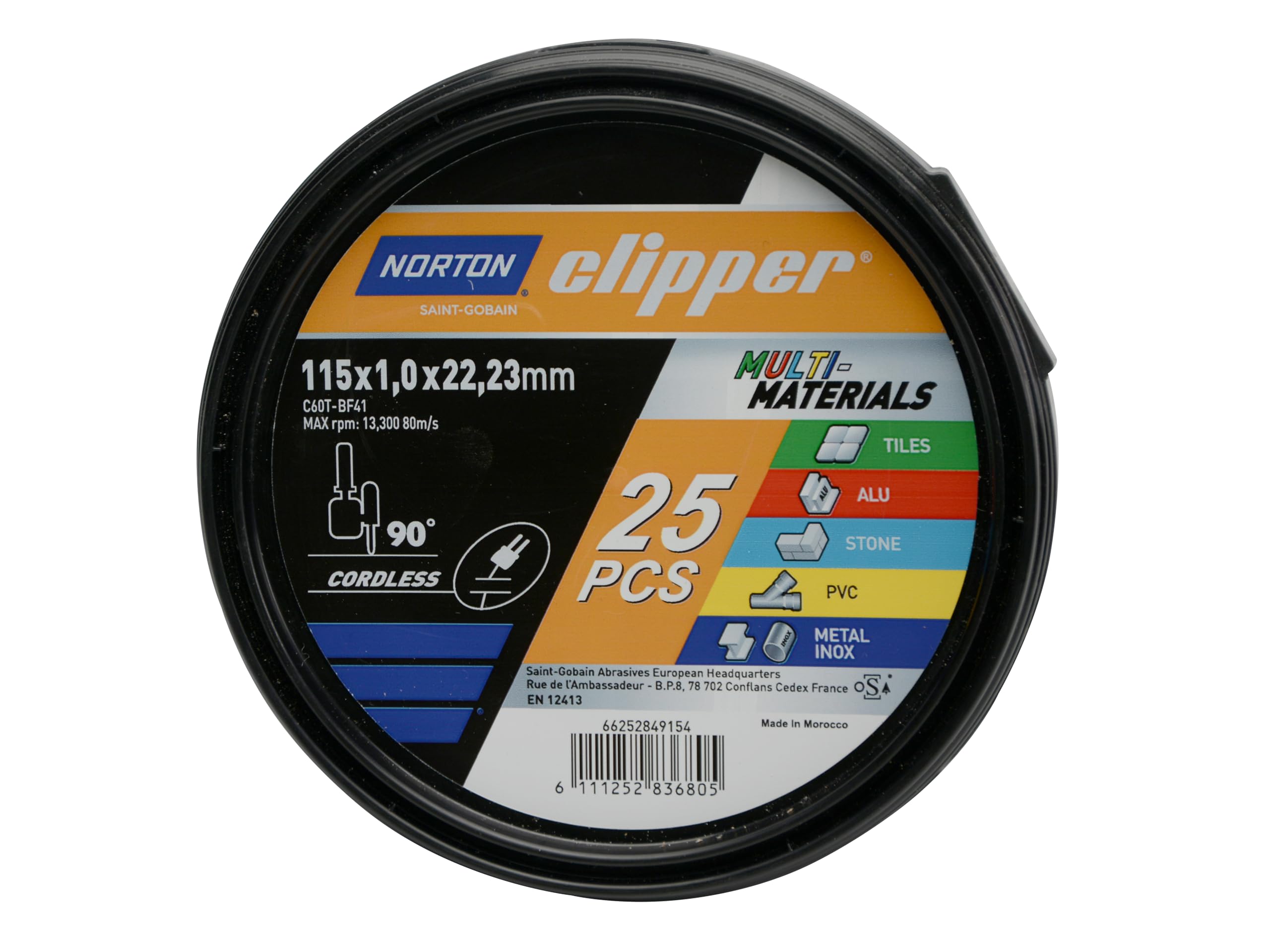 Norton Clipper 66252849154 Clipper® Multi-Material Cutting Discs 115 X 22.23Mm (Tub Of 25)