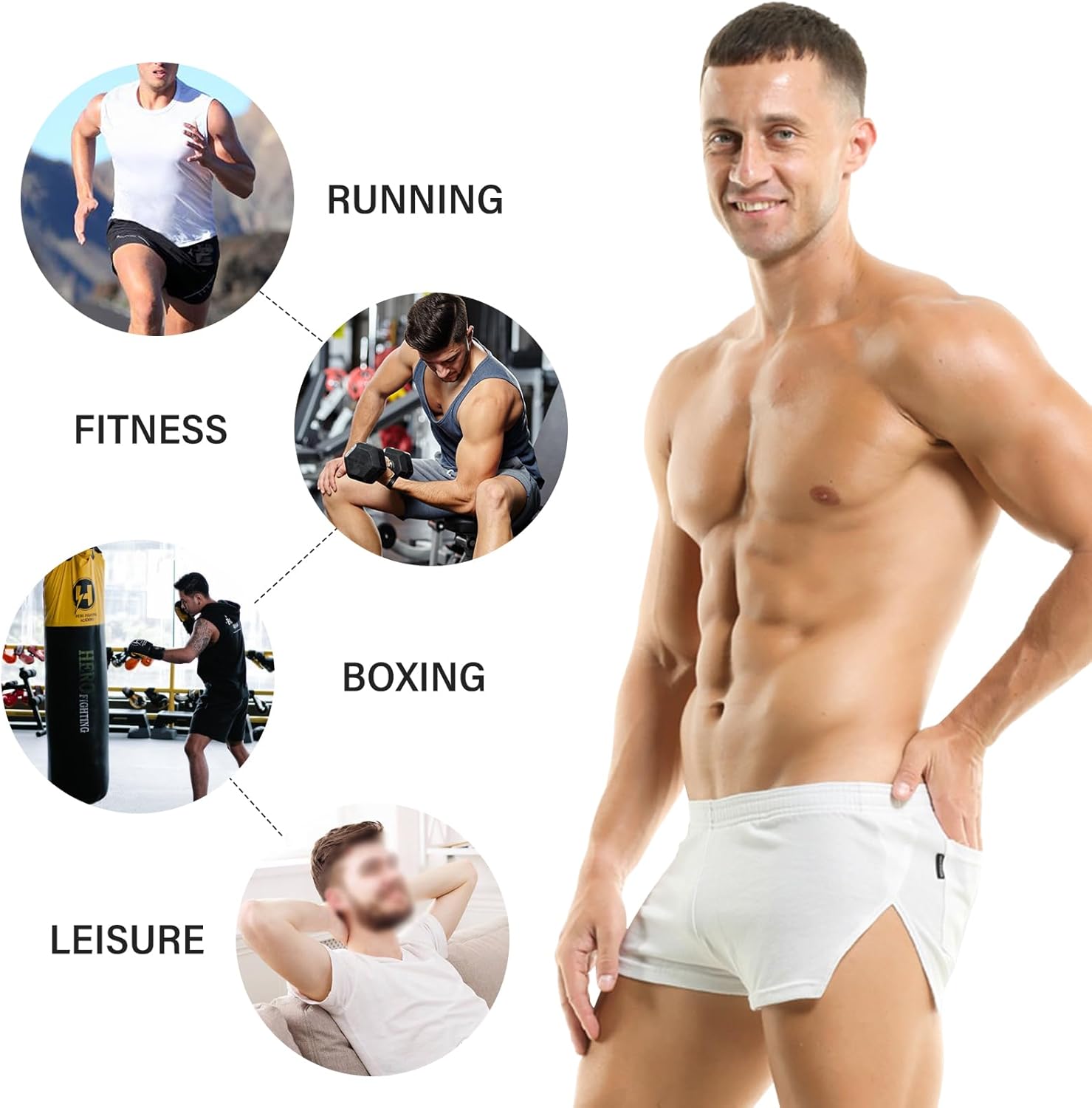 Mens 3 Inch Inseam Shorts Gym Running Sweat Shorts with Back Pockets - Image 5