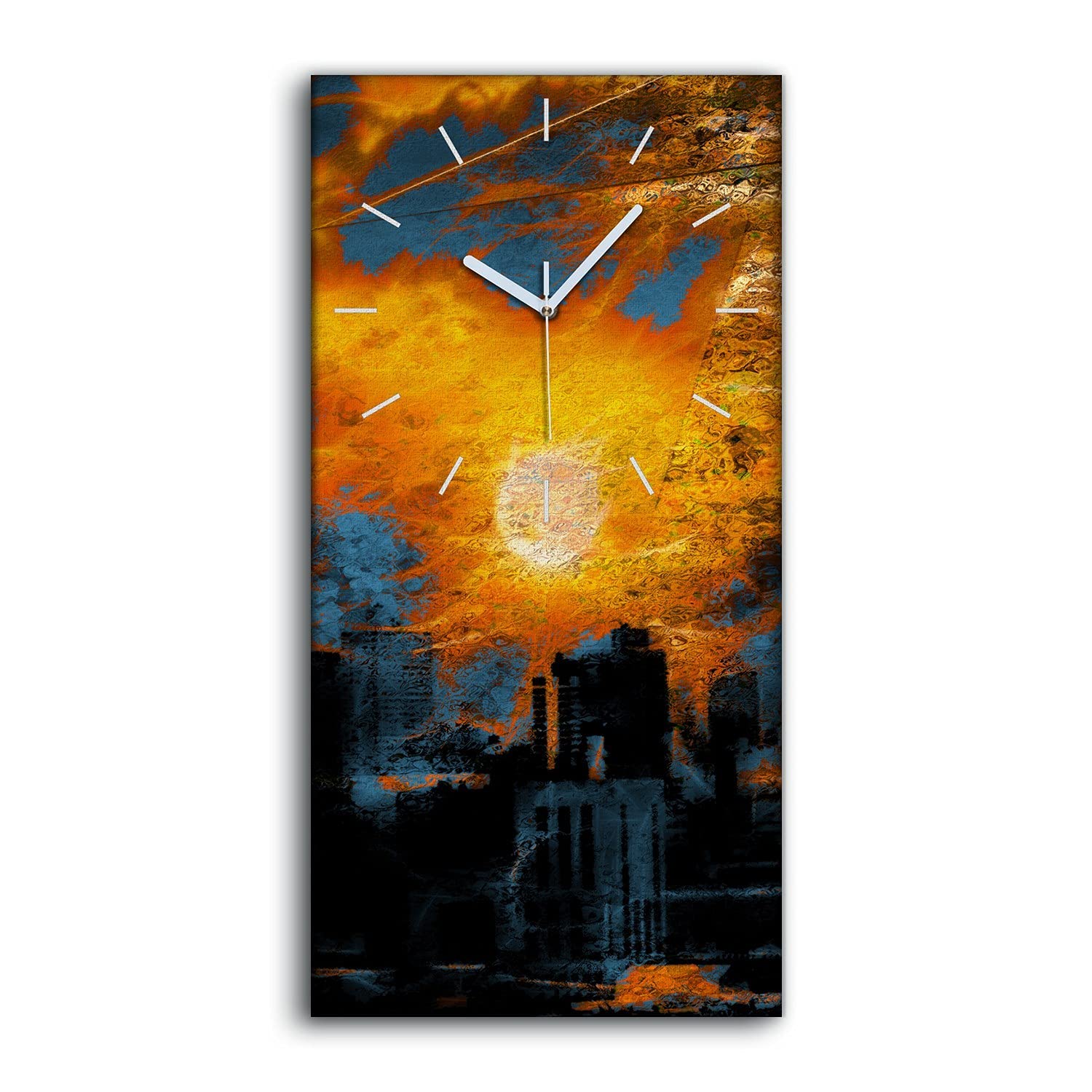 Horloge sur toile silencieuse pour chambre sans tic-tac motif abstrait bleu