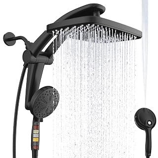 Rain Shower Head, Dual Shower Heads, Adjustable Integrated Bracket with Built-in Magnetic Base and Powerful Water Spray, with Handheld high-Pressure Spray Combination (Black). - Amazon product rated Grade A
