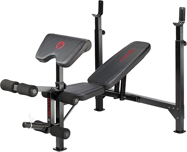 Marcy Eclipse BE5000 Olympic Weight Bench with Rack, Arm Curl Pad and Leg Extension, 270 kg Load