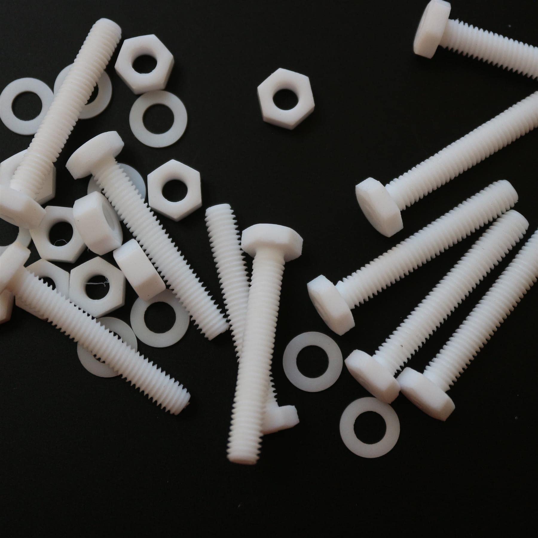 10x Viti a testa esagonale naturali in PTFE M6 x 40 mm + dadi & rondelle