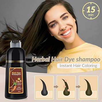 Chestnutbrown Hair Dye Shampoo 3 in 1, Natural Herbal Dye Shampoo for Grey Hair Coverage Hair Color for Women and Men