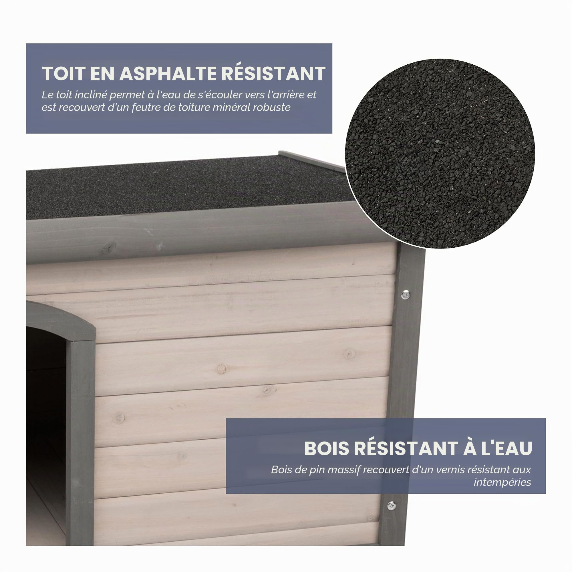 Natura Niche Classic à Toit Plat pour Chiens Gris Taille S-M 85 x 58 x 60 cm