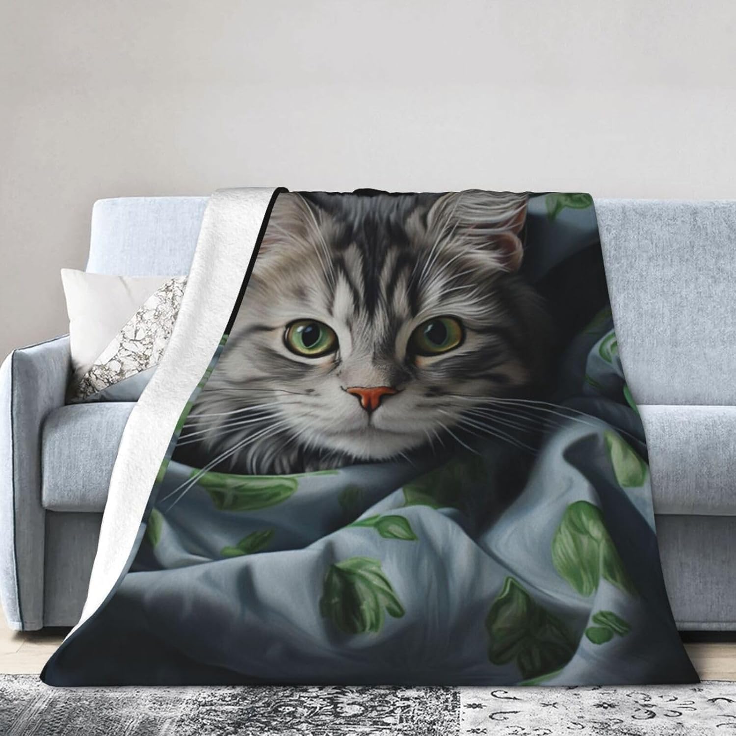 ブランケット 毛布 フランネル ひざ掛け 猫 かわいい 動物 ねこ 暖かい 柔らか 布団 薄手 軽量 車 中泊 オフィス用 お昼寝