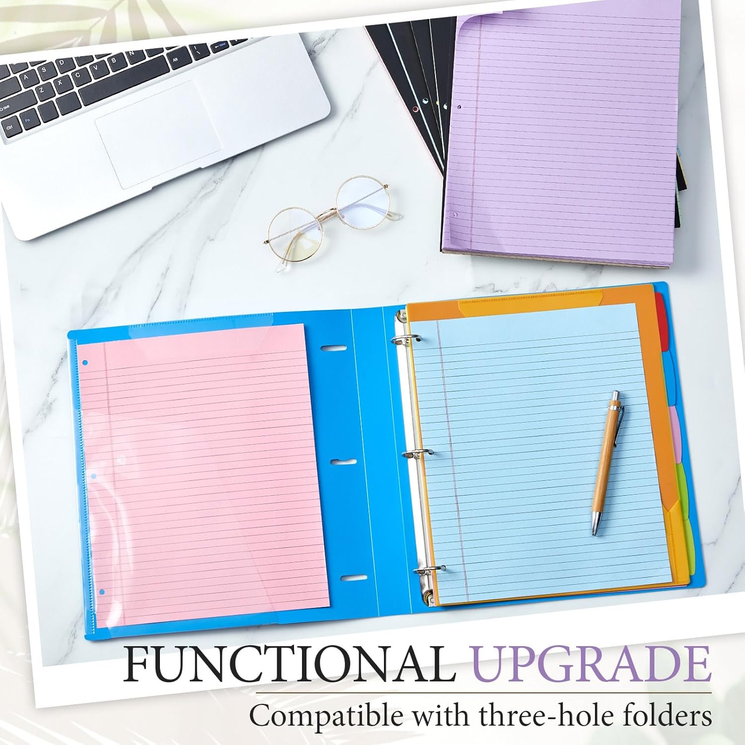 MotiMind 10 Pack 8.5" x 11" Top Spiral Notebook with 3 Hole Punched Multicolor Legal Pads College Ruled Notepad 50 Sheets Hard Cardboard Paper Wirebound Notepad for Office School Business