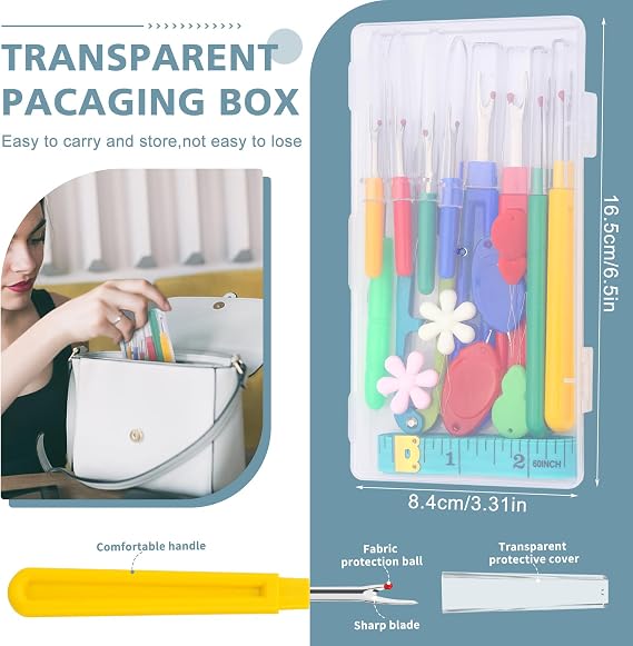 15 PCS Seam Rippers for Sewing, 2 Big and 2 Small Stitch Remover Tools, Thread Ripper with Thread Snips for Sewing and DIY Craft