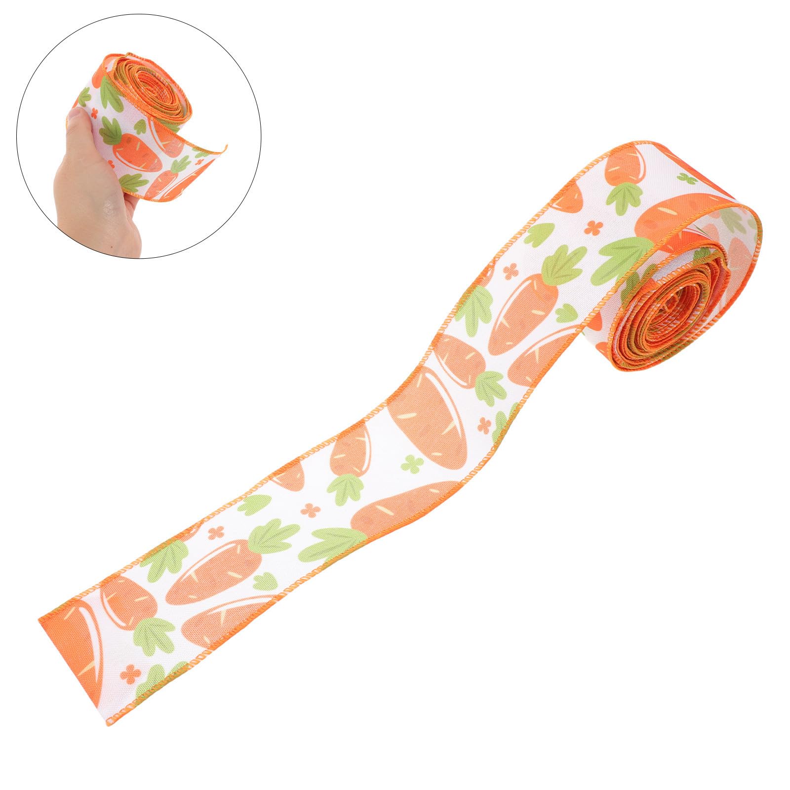 Tofficu 5 Stück Osterband mit Drahtkante aus Polyester und Eisen 6,35cm Breit Vielseitig Einsetzbares Schleifenband für Osterdekoration und Geschenkkörbe im Vintage Stil