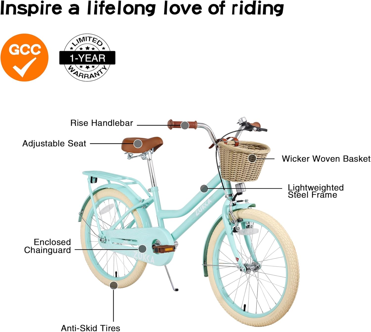 20"/24" Inch Girls Cruiser Bike 1-Speed Hybrid City Bicycle for Youth 7-10+ Years Old with Wicker Basket & Rear Rack，Kids Cycle Bikes，Hand&Pedal Brake，Steel Frame，Multiple Colors