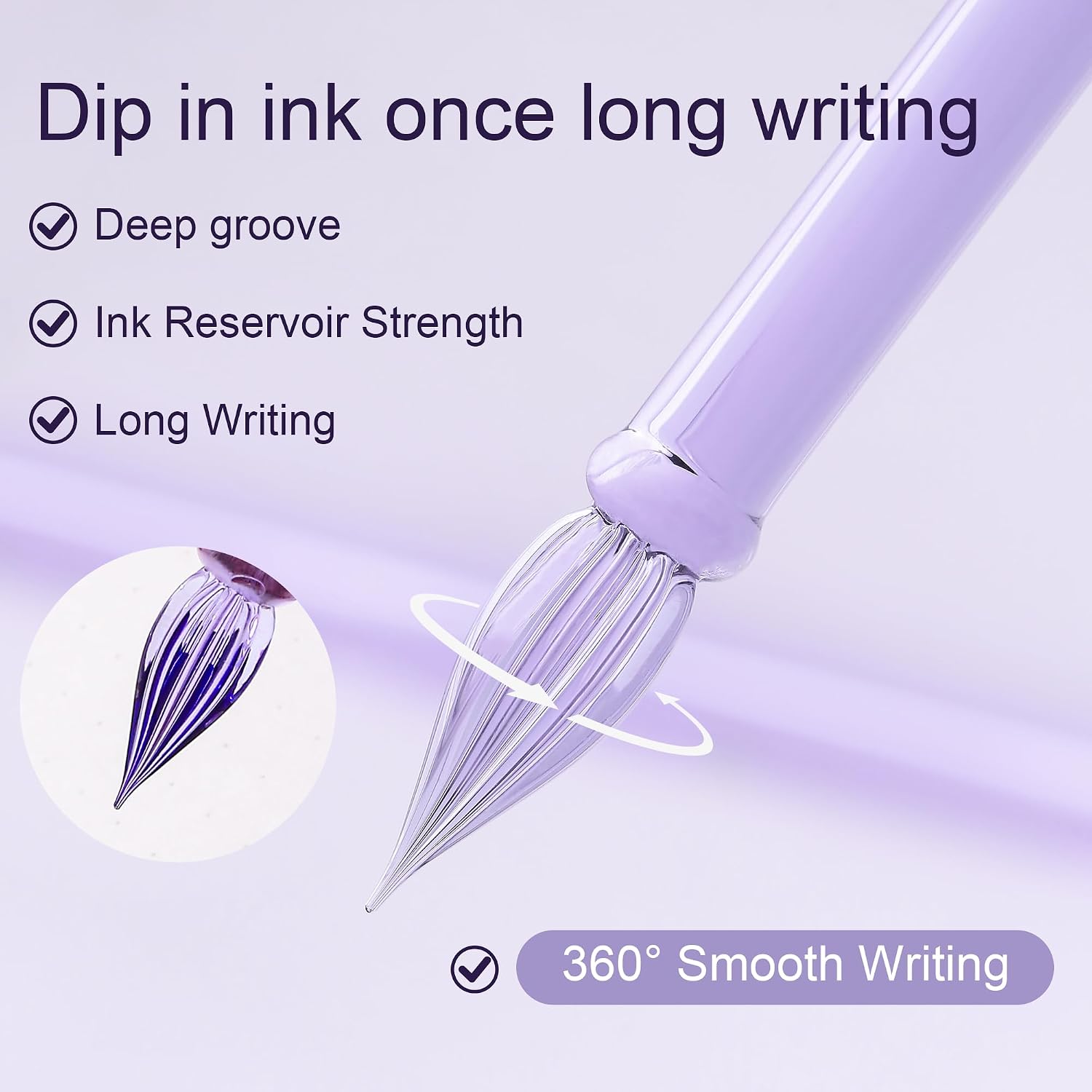 Handmade Glass Dip Pen Crystal Glass Signature Pen Suitable for Artists Adults and Teens For Writing Drawing Signing and Gift-giving