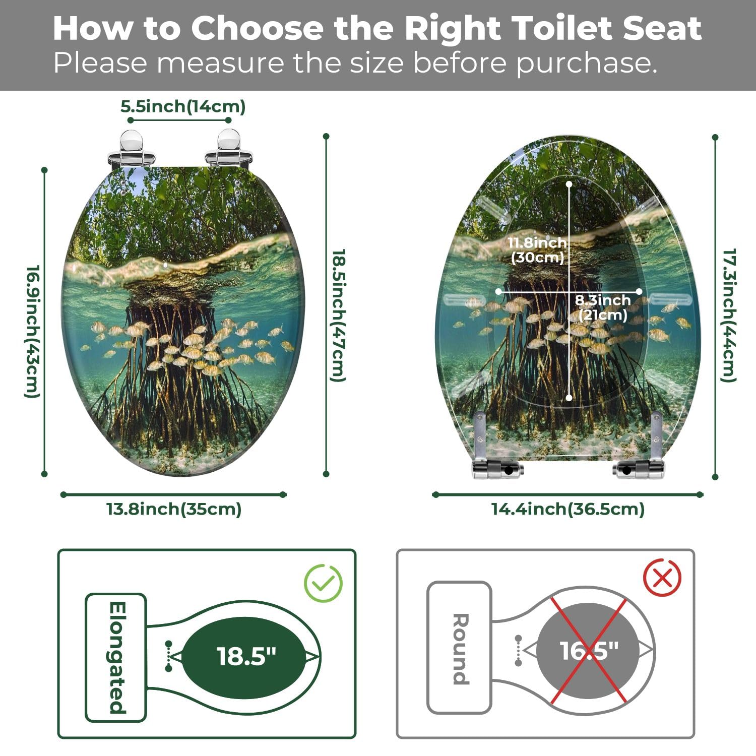 Asiento de inodoro alargado de resina con tapa para baño.