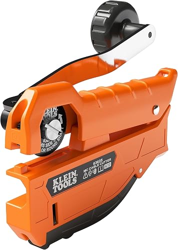 Klein Tools 63625 MC Cable Cutter, Cuts Up to 3/8-Inch Armored Cable (BX, AC, MC, MCAP, Greenfield), Spring Loaded Handle with Storage, Tool-Free Blade Replacement
