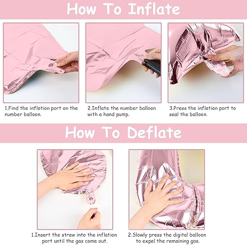 Miniatura 3 de Globo rosa pastel del número 3, 40 pulgadas, perla gigante rosa claro, helio número 0-9 para niñas, globo autoinflable de tercer cumpleaños para