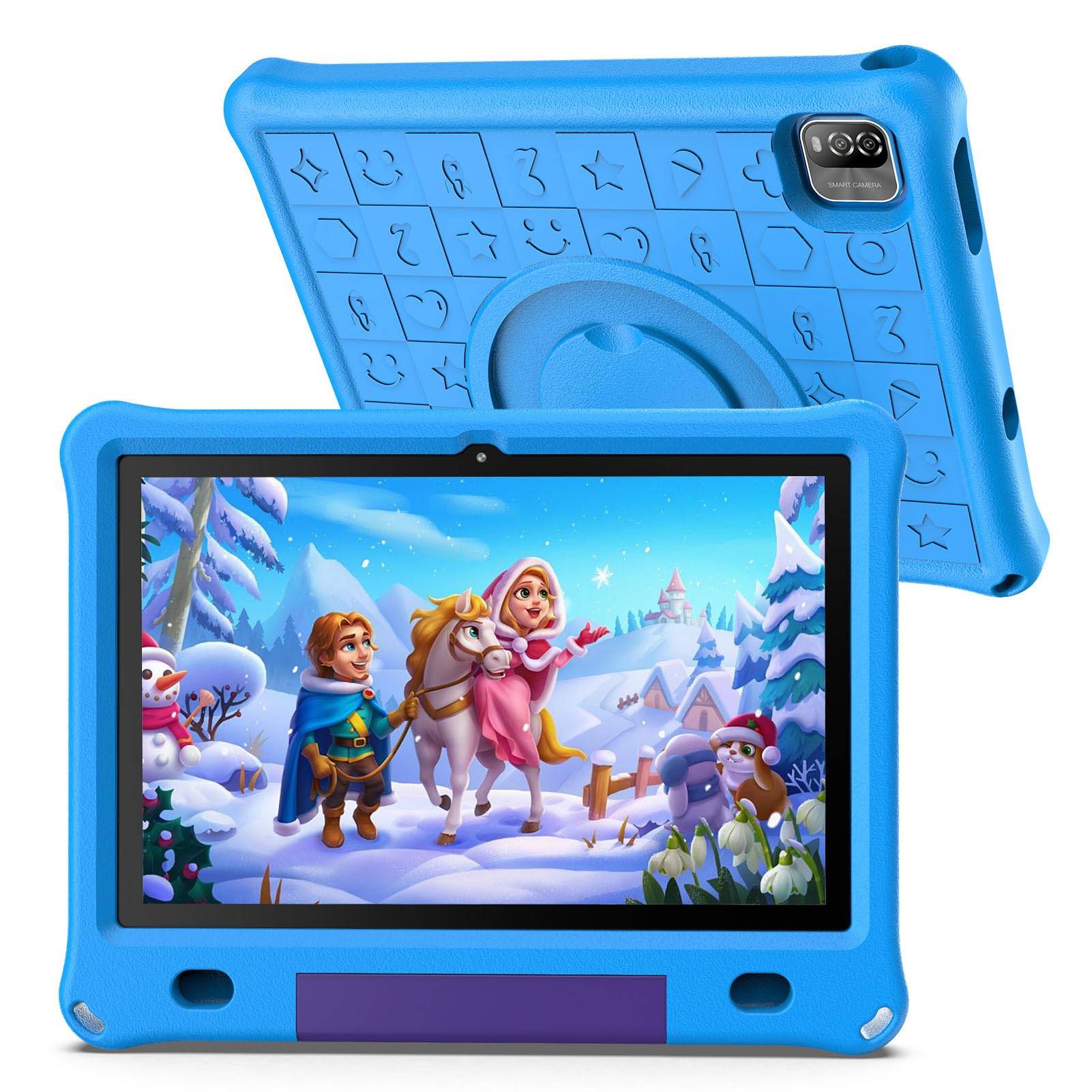 PRITOM 10 Inch Android 12 Tablet for Kids, 3GB+64GB, IPS HD Large Screen, Pre-Installed Kids Software IWAWa, Control Learning Game Education Apps, WiFi Tablet with Child-Safe Case(Blue)