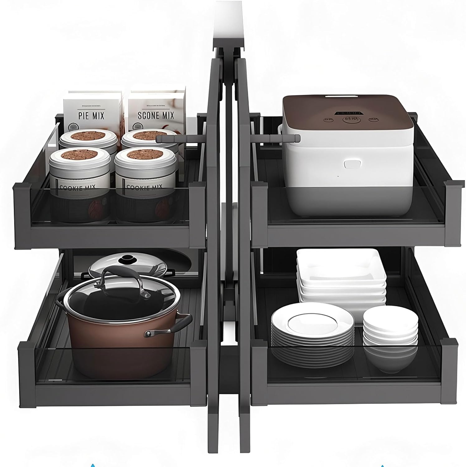 Blind Corner Cabinet Pull Out Organizer, Heavy Duty Magic Corner Storage Rack, Aluminum & Carbon Steel Shelf with Soft Close, Fits 15.7" Minimum Door Opening (450cabinet)