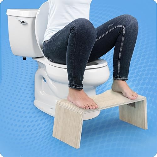 Vista 38 de Squatty Potty Oslo Taburete plegable de bambú – 7 pulgadas, taburete de baño plegable para niños y adultos – marrón, portátil y ahorro de espacio