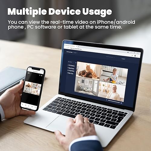 Miniatura 9 de litokam Cámara interior 2K, 360 cámaras de seguridad para el hogar con detección de movimiento, cámara para mascotas con aplicación de teléfono,
