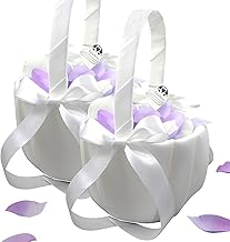 EinsSein 2x Panier de Fille de Fleur Julia 16x24x17 blanc paniers mariage fillemariage pétales petales confetis decoration enfant cérémonie ceremonie fleurs pétale confettis a à noce perle petale