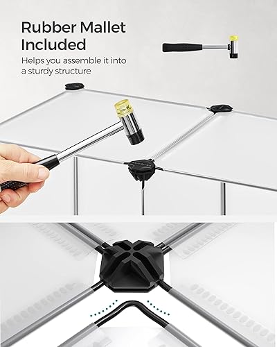 Miniatura 7 de SONGMICS Organizador de almacenamiento de 6 cubos, unidad de almacenamiento grande de plástico entrelazado, con pies altos y mazo de goma, cubos de