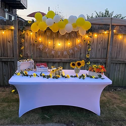 Miniatura 246 de FORLIFE Paquete de 6 manteles de elastano, de ajuste universal para mesas rectangulares de 6 pies, para patios, bodas, banquetes, fiestas