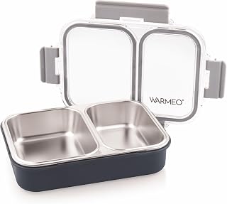 WARMEO BENTO Microwave-Safe Stainless Steel Lunchbox with 2 compartments,bpa Free,Perfect for Office, School, Travelling, 750ml-Grey