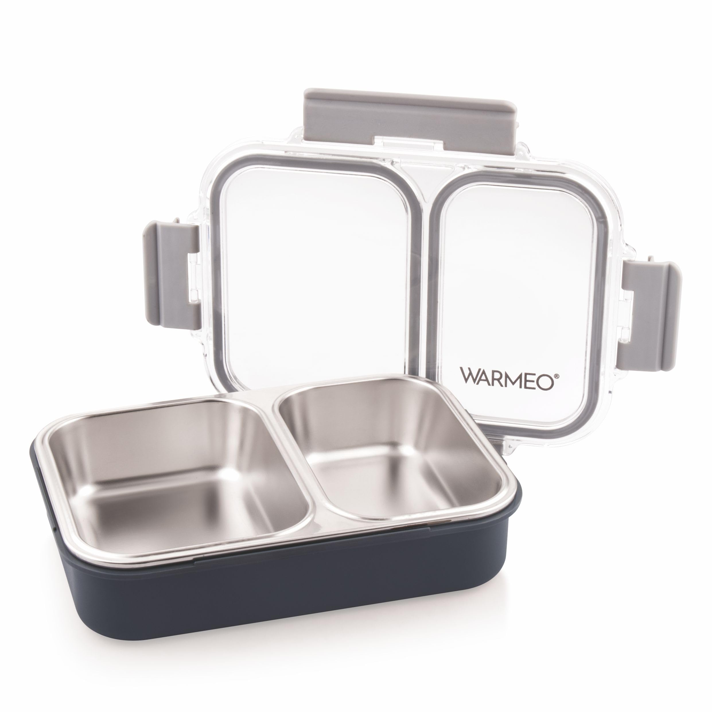WARMEO BENTO Microwave-Safe Stainless Steel Lunchbox with 2 compartments,bpa Free,Perfect for Office, School, Travelling, 750ml-Grey-image-29