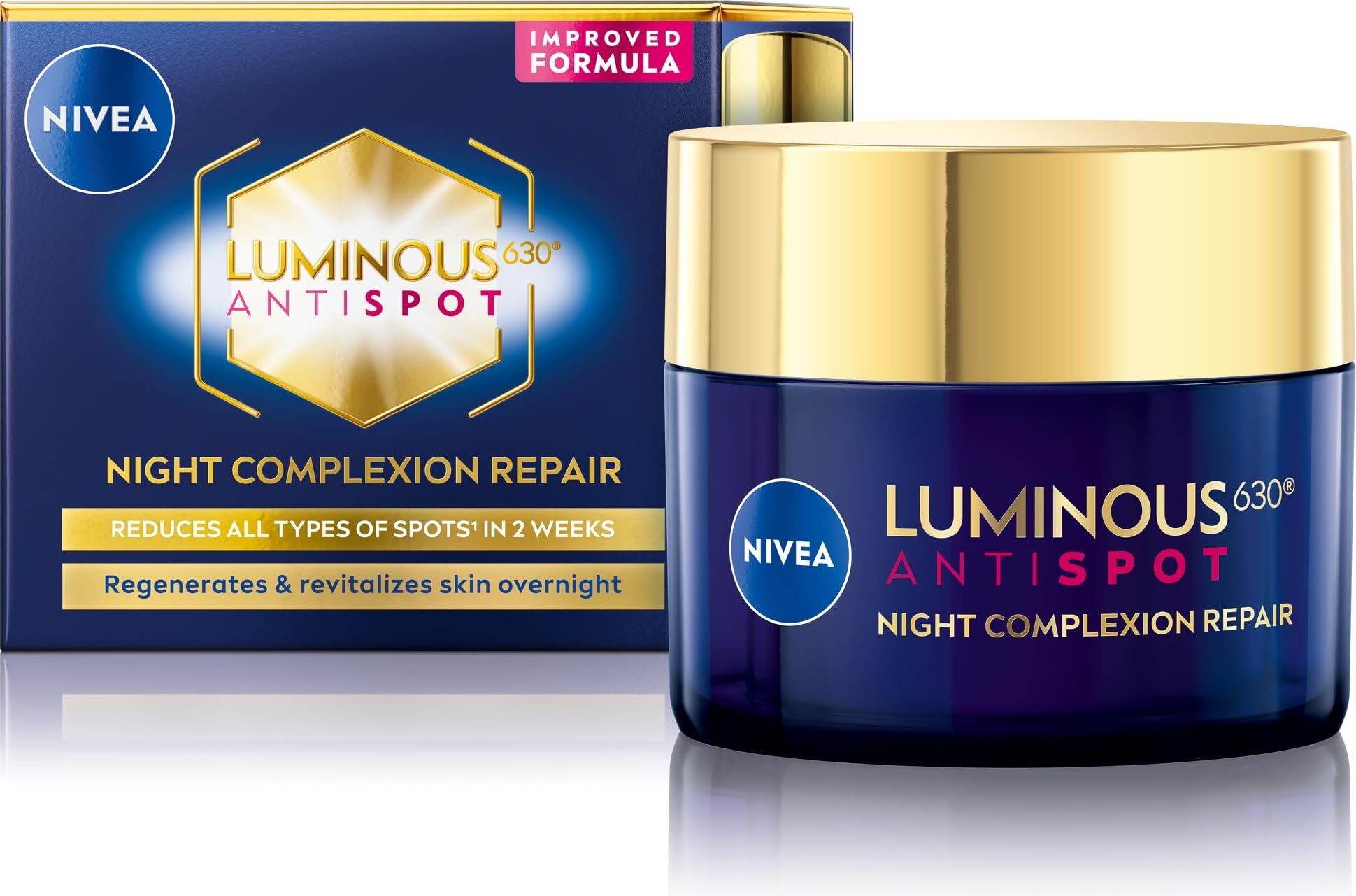 NIVEA Luminous 630 Anti Dark-Spot Night Cream (50ml), Dark-Spot Correcting Night Face Cream, Revitalises Skin Complexion with Hyaluronic Acid